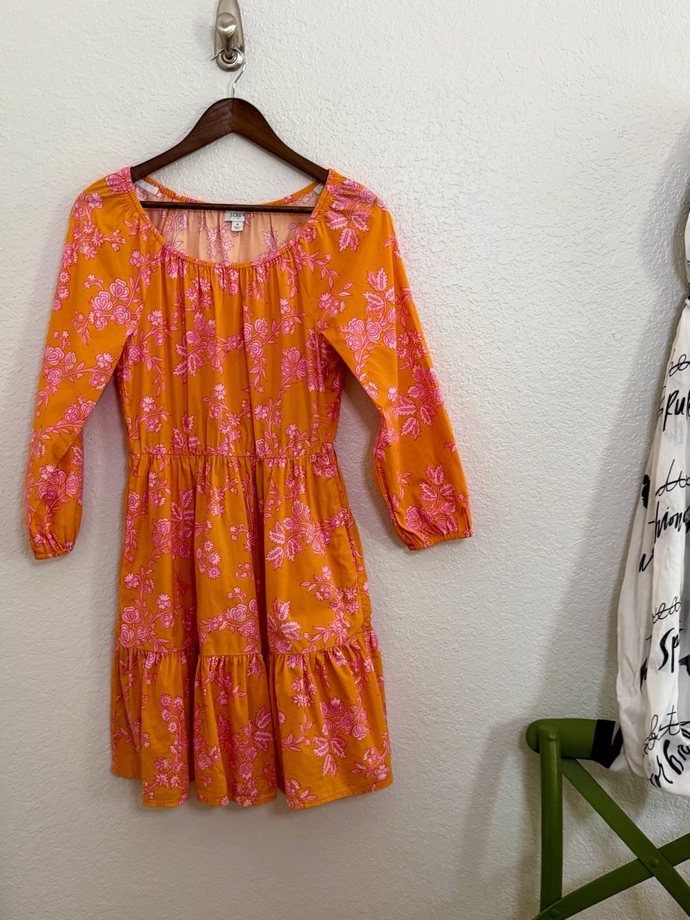 J.Crew Orange Pink Floral Tiered Dress Size 4